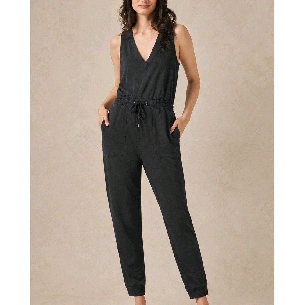 Daily Practice Anthropologie Women Athleisure Jumpsuit Sleeveless Black Jogger